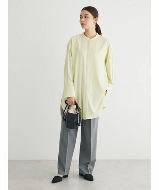 Green Parks イージーケア　比翼ボタンチュニック Lime Green
