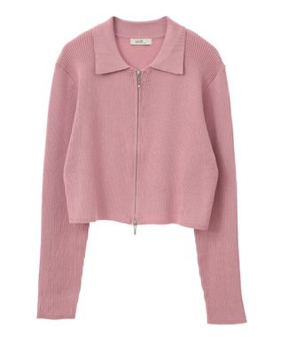 earth music&ecology Wジップリブカーディガン ピンク