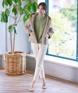 Tiaclasse ウールライクフーデットショートコート グレージュ