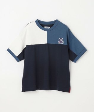 J.PRESS KIDS 【吸水速乾】【100-130cm】ポンチローマ トリコロール 切替Ｔシャツ ネイビー系