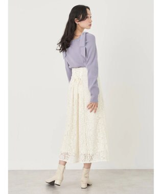 earth music&ecology モールレーススカート Ivory