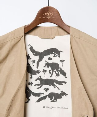 JOSEPH ABBOUD MOUNTAIN 【軽量・テ―ム・ヤルビーコラボ】プリント ワックスクロス ベスト ベージュ系