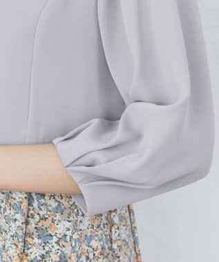 Tiaclasse L 【洗える】タックパフスリーブボレロ サックスグレー