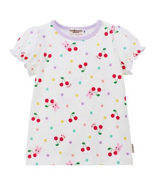 MIKI HOUSE HOT BISCUITS 【80-120cm】キャビット×さくらんぼ 総柄 半袖Tシャツ