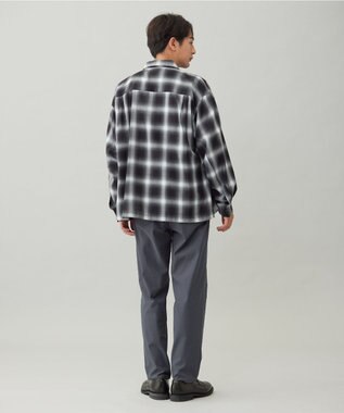 UNFILO MENS 【男女兼用】エアリーシアー オンブレシャツ ブラックチェック