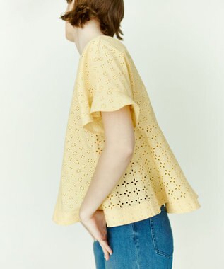 組曲 S 【WEB限定カラーあり】エンブロイダリーレース ペプラムブラウス クリームイエロー系