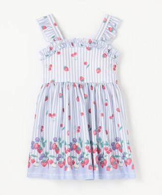 ANY KIDS ストライプ×フルーツ ワンピース 水着 サックスブルー系