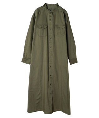 AMERICAN HOLIC ツイルＷポケットＡラインワンピース Khaki