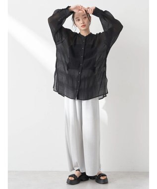 earth music&ecology クシュクシュシアーシャツ Black