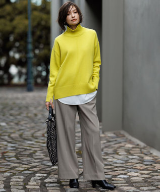 ICB L 【新色追加】ソフトカシミヤミックス ハイネックニット イエロー