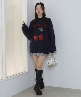 WEGO シャギーグラフィックニットBIGプルオーバー 柄2