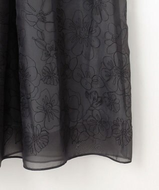 自由区 【洗える】シアーパネルエンブロイダリー スカート スチール