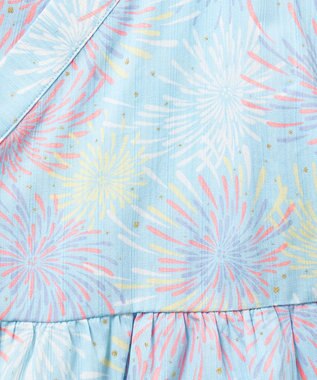 ANY KIDS 【洗濯機可能】簡単帯付き 甚平セット サックスブルー×花火