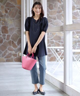 Tiaclasse 【安田美沙子さん着用・洗える】ストレッチストレートデニム ブルー