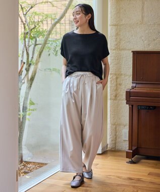 ANY 【ウエストゴム】イージーケアライトストレッチワイドパンツ ベージュ