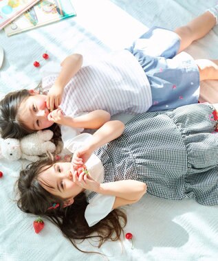 ANY KIDS ギンガム ドッキングワンピース ブラック系