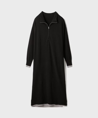 GRACE CONTINENTAL バイカラーストレートニットワンピース ブラック