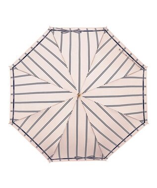 MOONBAT 【雨傘】ランバン オン ブルー(LANVIN en Bleu) ストライプ リボンプリント 長傘 耐風傘 ジャンプ式 ベージュ