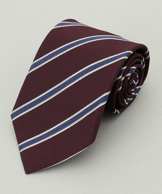 GOTAIRIKU リクルートにも【日本製】シルク ネクタイ_レジメンタル ワイン系1