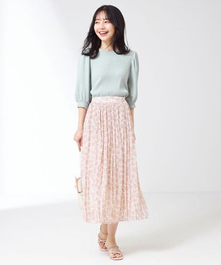 ANY SIS 【洗える】クリスタルプリーツフラワー スカート アイボリー系