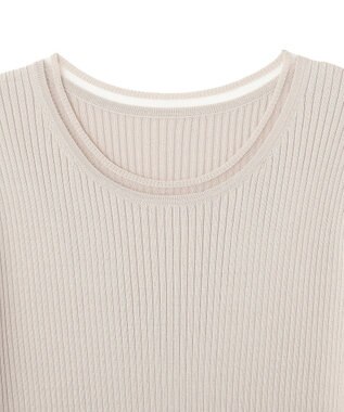 YECCA VECCA シアーMIX5分袖ニット Gray Beige