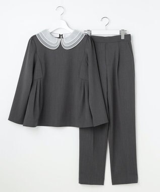 Feroux 【先行予約】2WAYレースカラー美シルエット セットアップ グレー系