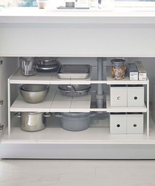 tower 伸縮シンク下ラック 2段 タワー D40 ホワイト