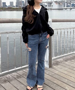 WEGO 【日焼け対策/セットアップ対応】ラッシュガードシャーリングパーカー ブラック