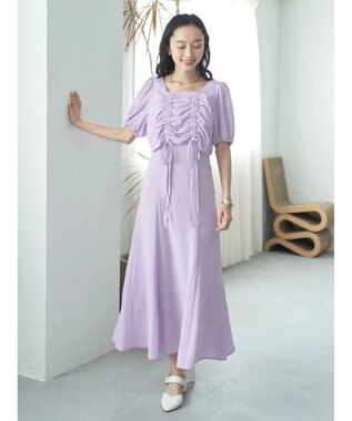 earth music&ecology ＳＥＴ２点パフスリーブブラウス＋キャミワンピース Purple