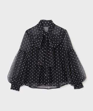 GRACE CONTINENTAL チュールドットボウタイブラウス ブラック