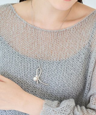 Phoebe 2wayクロスメタルパールブローチネックレス　シルバー シルバー