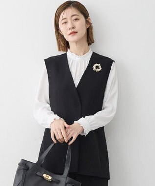 23区 【セットアップ対応/洗える】トリアセダブルジョーゼット ジレ