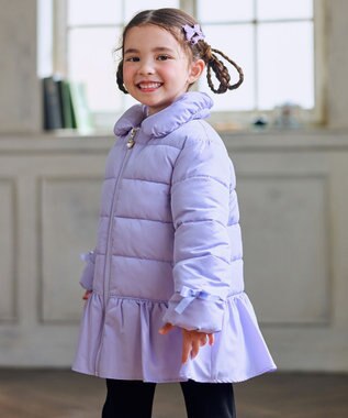 ANY KIDS 【フード取り外し/洗濯機可能】中綿フリル リボンコート ラベンダー