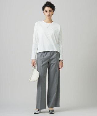 ICB 【洗える】Ｔ/Wブロード ワイドストレートパンツ ライトグレー系