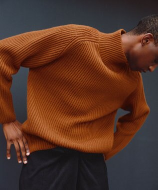 UNFILO MENS バルキー タートルネック ニット ブラウン