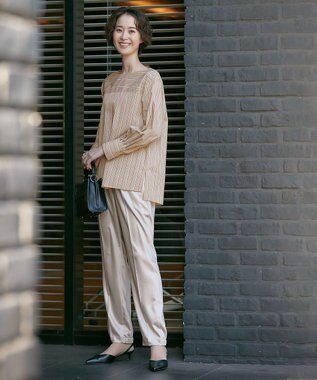 自由区 【XSサイズ～/洗える】SOMELOSシャーティング プルオーバーブラウス ベージュ系1