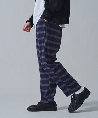 WEGO チェックテーパードスラックス ブルーチェック1