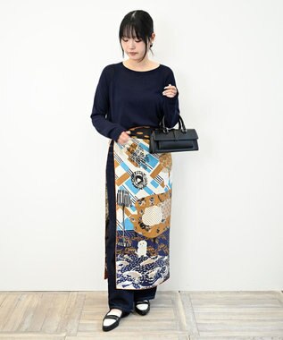 Marca 【the PORT by marca】ROOM 大判 シルクツイル スカーフ NAVY