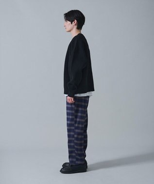 WEGO チェックテーパードスラックス ブルーチェック1