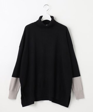 自由区 【洗える】セミウーステッドウール タートルネックニット ブラック系1