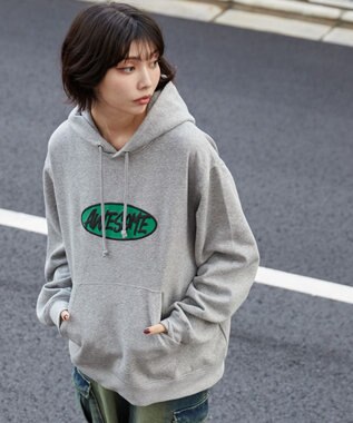 WEGO 【ユニセックス着用ITEM】リラックスフィットオーバルロゴパーカー 杢グレー