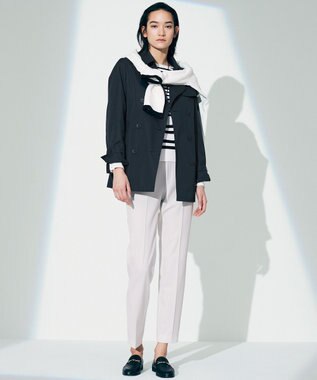 23区 S 【洗える】ラスターコットンポリエステル ボーダー ニット ブラックボーダー