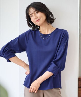 ANY L 【洗濯機可】袖タックプルオーバー ブルー