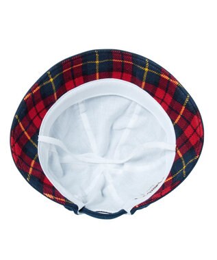 MIKI HOUSE HOT BISCUITS 【40-48cm】 チェック柄 お耳付き やわらかベビー帽子 紺