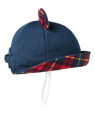 MIKI HOUSE HOT BISCUITS 【40-48cm】 チェック柄 お耳付き やわらかベビー帽子 紺