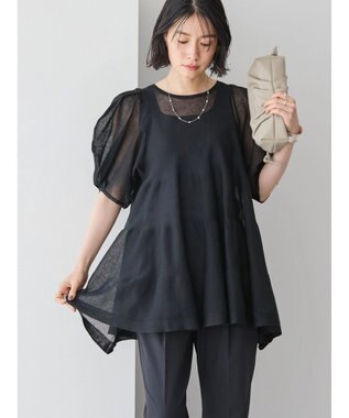 AMERICAN HOLIC ボリュームスリーブティアードニットチュニック Black