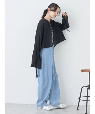 earth music&ecology ワッシャードロスト羽織りシャツ Black