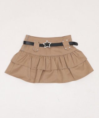 WEGO スターベルト付きティアードスカパン ベージュ