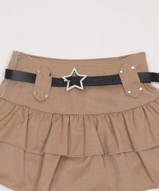 WEGO スターベルト付きティアードスカパン ベージュ