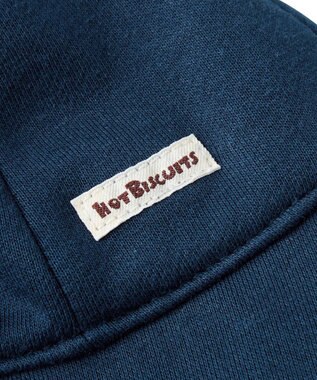 MIKI HOUSE HOT BISCUITS 【40-48cm】 チェック柄 お耳付き やわらかベビー帽子 紺